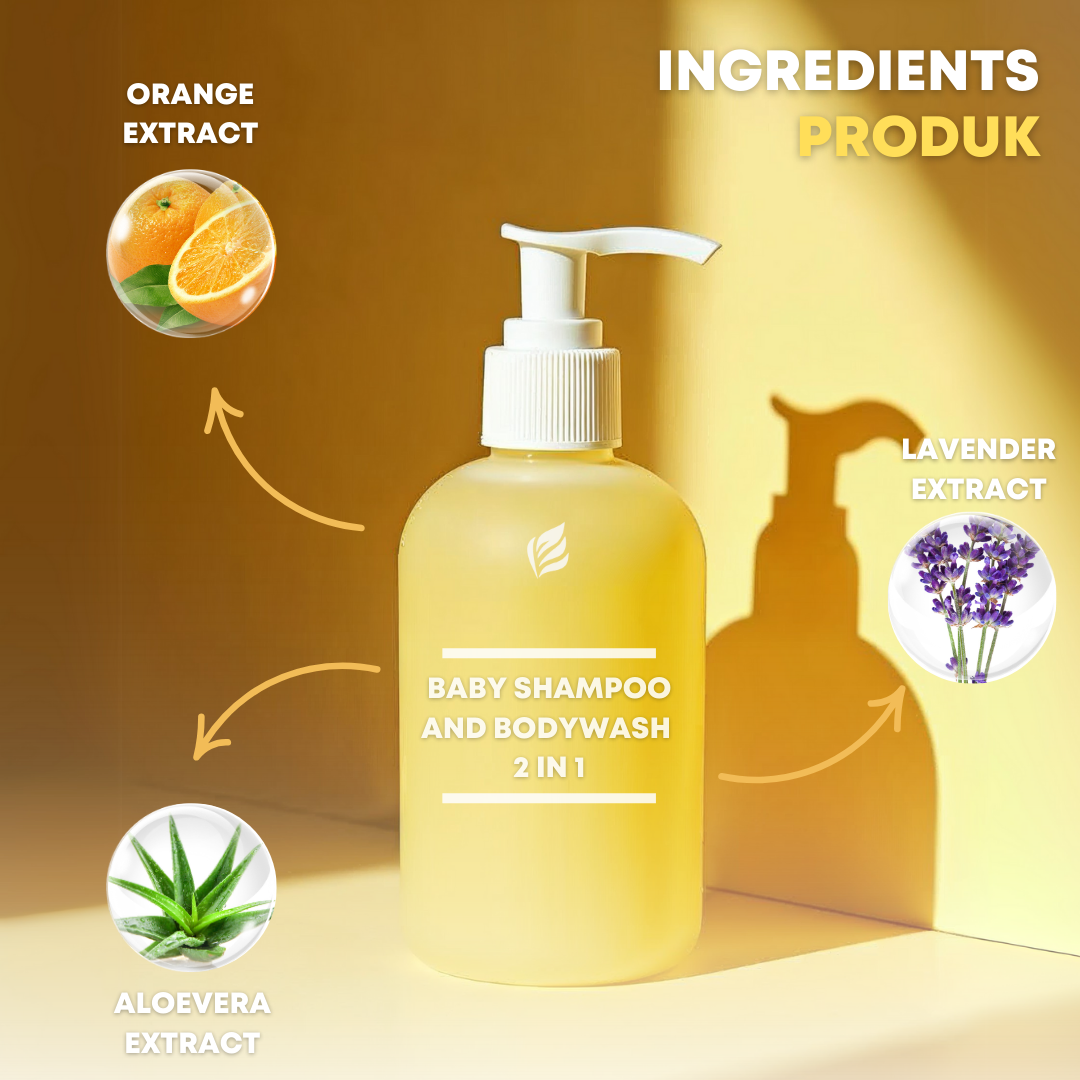 100% Organic Nourishes Orange Peel Oil Shampoo Aloe Vera Cleanse Baby Shampoo and Body Wash