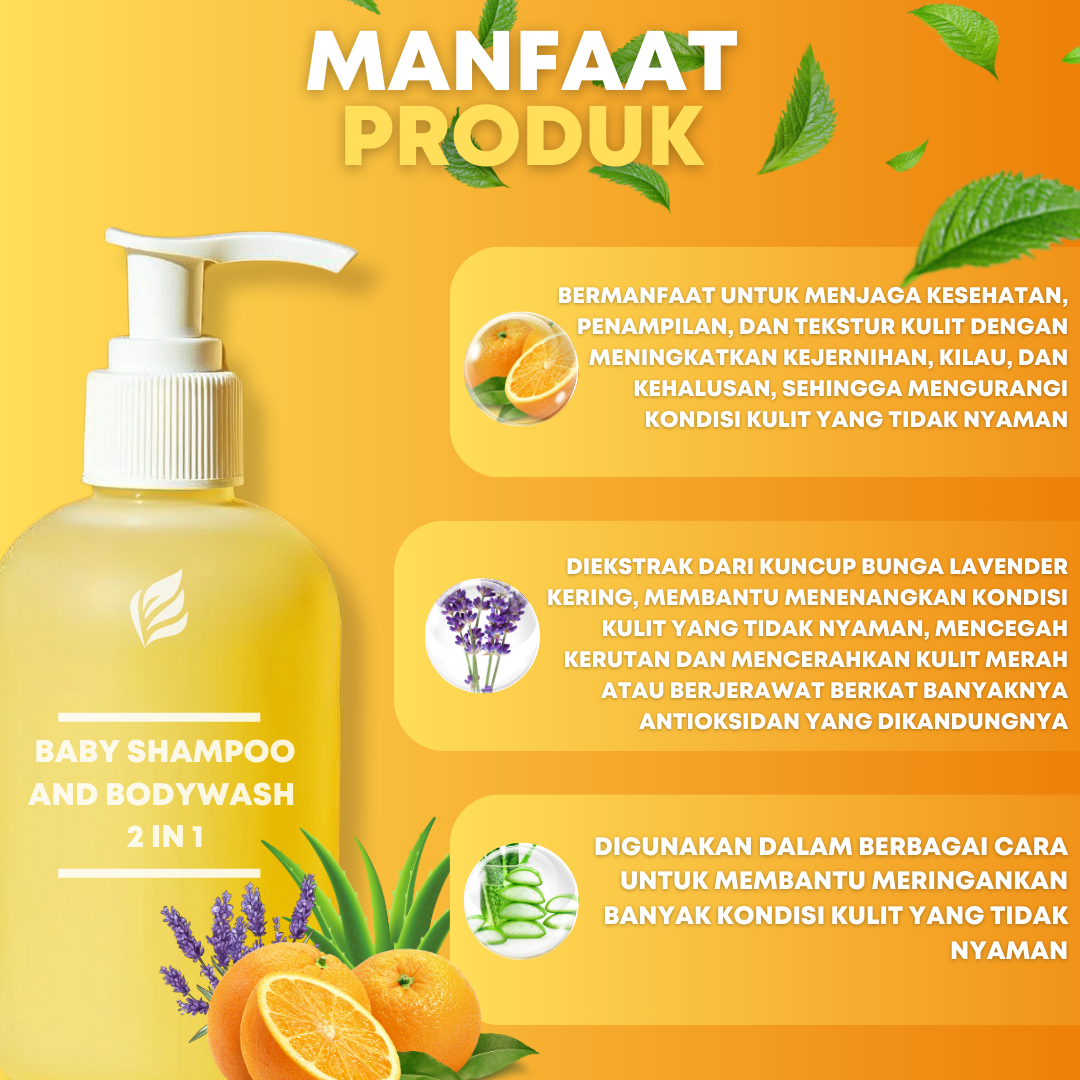 100% Organic Nourishes Orange Peel Oil Shampoo Aloe Vera Cleanse Baby Shampoo and Body Wash